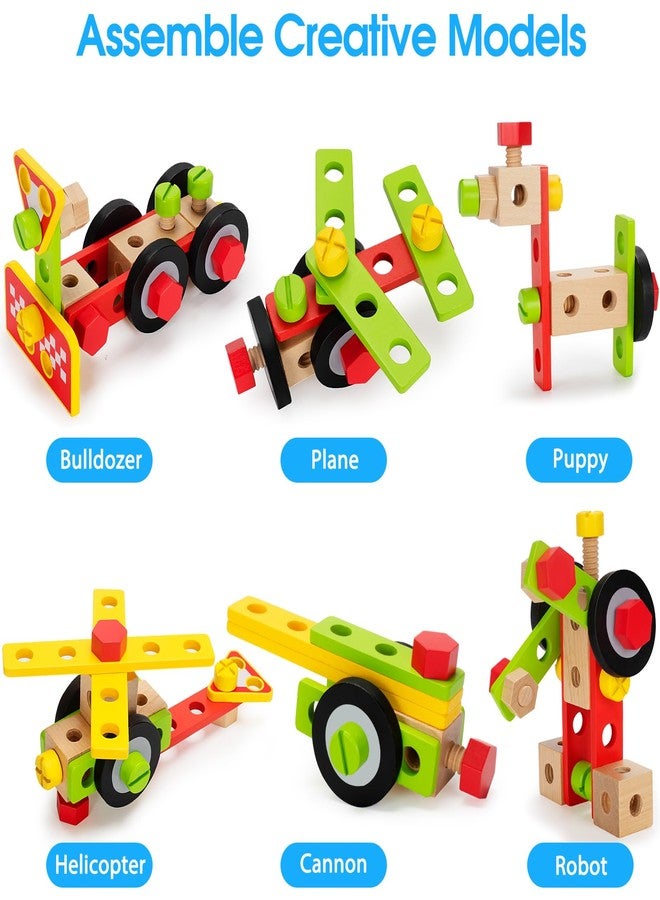 LACCHOUFEE Kids Tool Set Toy with Drill, Stem Montessori Toys for 3 4 5 Years Old Boy Girl, 44 Pcs Wooden Toddler Tool Kits Inc Box, Learning Educational Construction Toy - Image 4